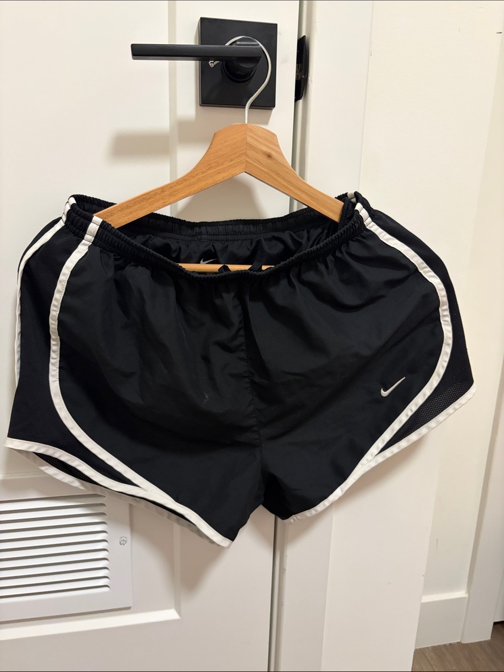 Nike Women's Black Athletic Shorts with White Piping